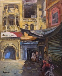 Farrukh Naseem, 30 x 24 Inch, Acrylic on Canvas, Cityscape Painting,AC-FN-073